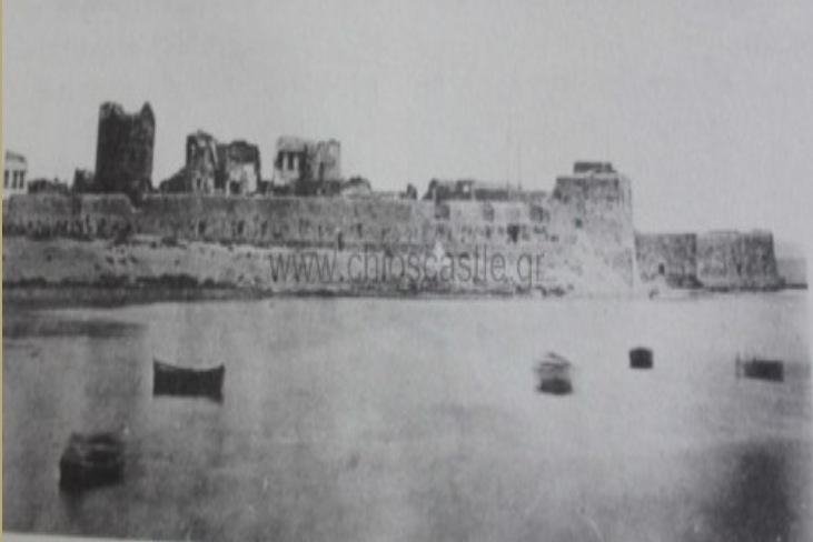 Άποψη του επιλιμένιου τείχους 1881- Λεύκωμα των ερειπίων της Χίου, συνέπεια των σεισμών της 22/3 Απριλίου 1881