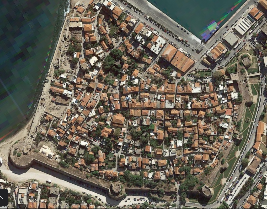 Το Κάστρο της Χίου όπως απεικονίζεται από το Google Earth τον Μάρτιο του 2020